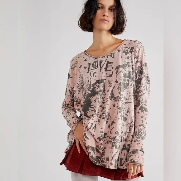 NWT-Free People Magnolia Pearl Love Cat Long Sleeve - Picture 1 of 9